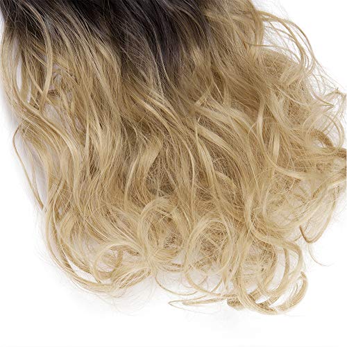 24"(60cm) Extensiones de Cabello Natural Clip Rizadas Pelo Sintético 8 Piezas 18 Clips Pelo Largo Postizos Pelucas para Mujer（140g,Castaño Dorado a Rubio Ceniza)