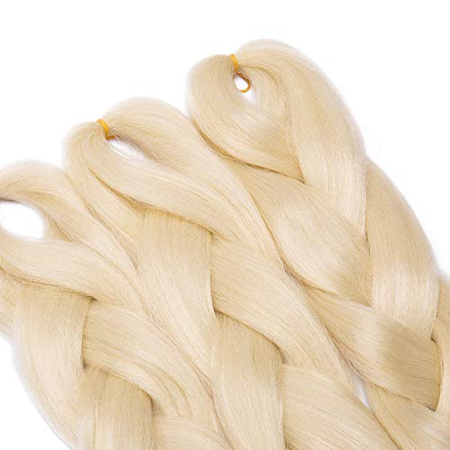 24"(60cm) SEGO 3PCS Extensiones de Pelo Sintético para Trenzas Africanas [Blanqueador Rubio] Crochet Braiding Twist Hair Extensions (300g)
