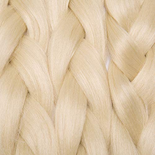 24"(60cm) SEGO 3PCS Extensiones de Pelo Sintético para Trenzas Africanas [Blanqueador Rubio] Crochet Braiding Twist Hair Extensions (300g)