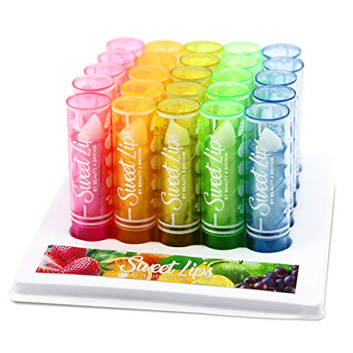 25 barras de bálsamo labial de sabores frutales variados.