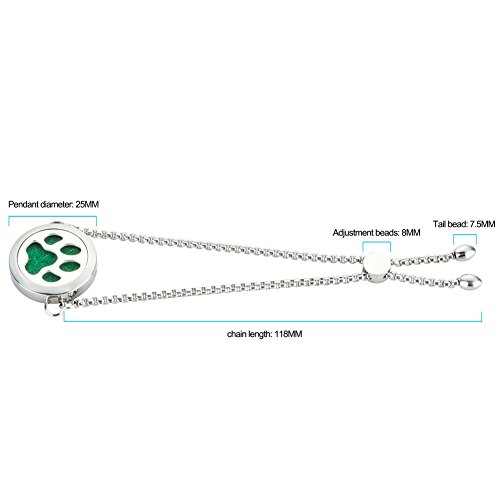 25 mm hacia la derecha pulsera – Difusor de aroma aceite esencial Animal joyas – acero inoxidable brazalete camafeo por jaoyu