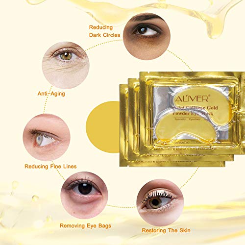 (25 Pares) 24k Gold Collagen Eye Mask, Antienvejecimiento, Antiarrugas, Hidratante Debajo De Las Arrugas De Los Ojos, Quitar Bolsas Para Los Ojos, Debajo De Los Ojos, CíRculos Oscuros, Ojos Hinchados