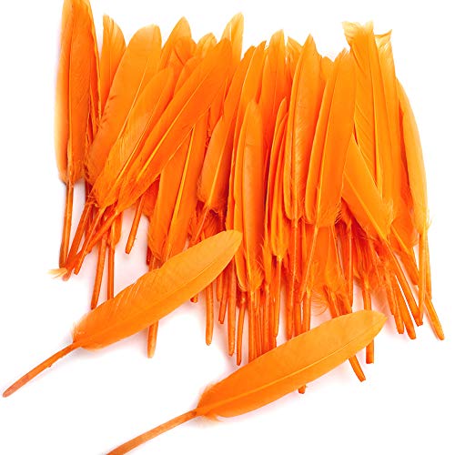 250 plumas naturales de colores llamativos para manualidades y atrapasueños, ideal para bodas, fiestas y decoración (3 tamaños) Amarillo naranja.