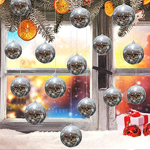 2pcs Bolas de Espejos Discoteca, 10x10cm Bola de Discoteca con Espejos Plateada Bola de Espejos dj Accesorio de Discoteca para 70 años ochenta Fiesta Temática Decorativa (Plata)
