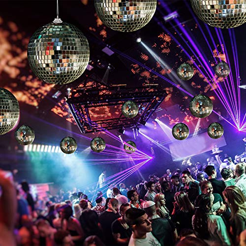 2pcs Bolas de Espejos Discoteca, 10x10cm Bola de Discoteca con Espejos Plateada Bola de Espejos dj Accesorio de Discoteca para 70 años ochenta Fiesta Temática Decorativa (Plata)