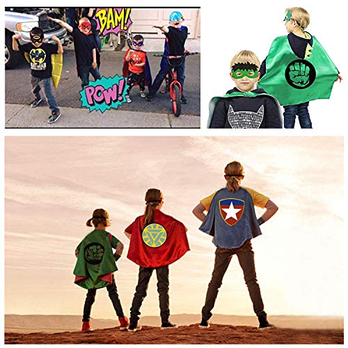 2Pcs Capa de Superhéroe para Niños - 2 Capa y 2 Máscaras 2 Pulsera de silicona -Halloween Ideas Kit de Valor de Cosplay de Diseño de Fiesta de Cumpleaños de Navidad - Juguetes para Niños y Niñas Capes