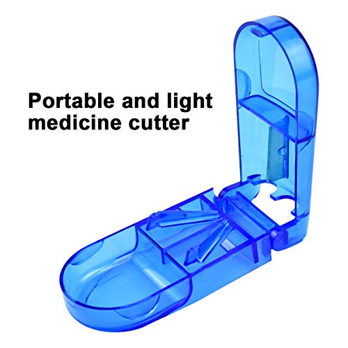 2pcs Cortador Píldoras, 2 en 1 Divisor de Píldoras Caja de Píldoras para Píldoras Pequeñas Grandes, Cortador de Tabletas Divisor medicina para dividir el corte píldoras (8.5cm x 4cm x 2.5cm)
