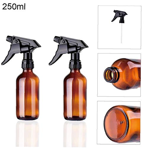 2pcs De Vidrio Ámbar Botella Del Aerosol Botella Embalaje De Boston Con Negro Atomizador Grande 8.5 Oz Recargable Del
