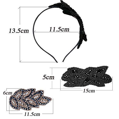 2pcs Diademas Vintages Mujer Tocado para el Pelo de Novia Disfraz Años 20 Adornos Accesorios para el Cabello Boda Fiesta Velada Fiesta de 1920 Gatsby