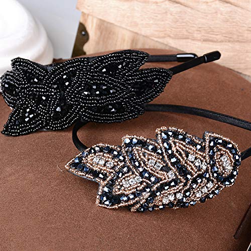 2pcs Diademas Vintages Mujer Tocado para el Pelo de Novia Disfraz Años 20 Adornos Accesorios para el Cabello Boda Fiesta Velada Fiesta de 1920 Gatsby