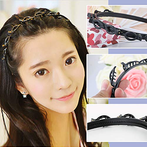 2pcs Horquillas de Peinado para Flequillo Diadema Trenzada con Dientes Accesorios Pelo Mujer Chica Herramientas Cabello