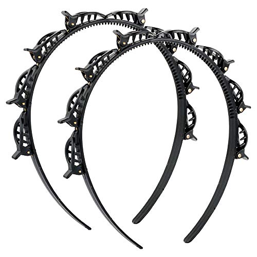 2pcs Horquillas de Peinado para Flequillo Diadema Trenzada con Dientes Accesorios Pelo Mujer Chica Herramientas Cabello