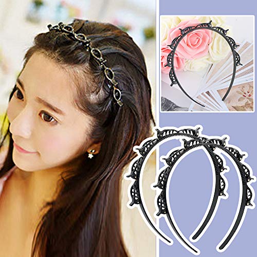 2pcs Horquillas de Peinado para Flequillo Diadema Trenzada con Dientes Accesorios Pelo Mujer Chica Herramientas Cabello