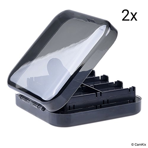 2x CamKix Funda de juego compatible con Nintendo Switch - Para hasta 48 juegos de conmutador Nintendo - Organizador de tarjeta de juego - Contenedor de viaje - 2x Funda dura con 24 insertos