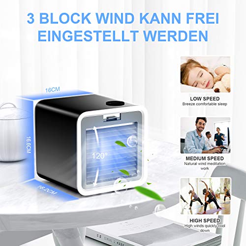 3 en 1 Mini Enfriador de Aire, Aire Acondicionado Portátil, Humidificador con Mango, refrigerador de aire para trabajo y hogar