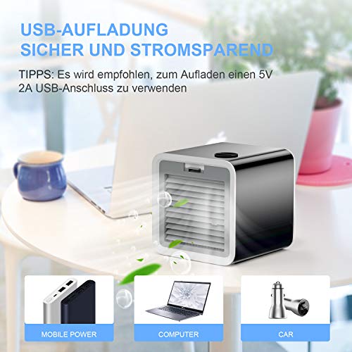 3 en 1 Mini Enfriador de Aire, Aire Acondicionado Portátil, Humidificador con Mango, refrigerador de aire para trabajo y hogar