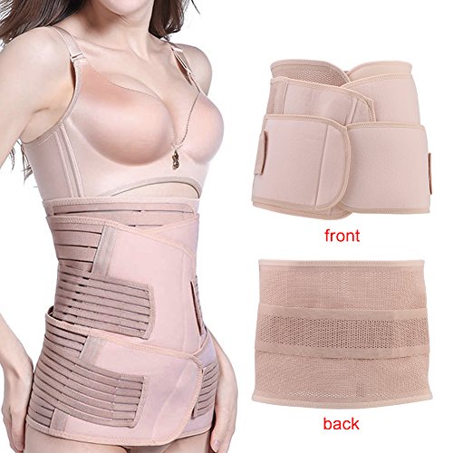 3-en-1 Venda de venda del vientre postnatal vendaje M L XL XXL, Beige transpirable Post Embarazo Soporte del cuerpo que adelgaza la correa de la venda posparto de la recuperación del vientre(M)