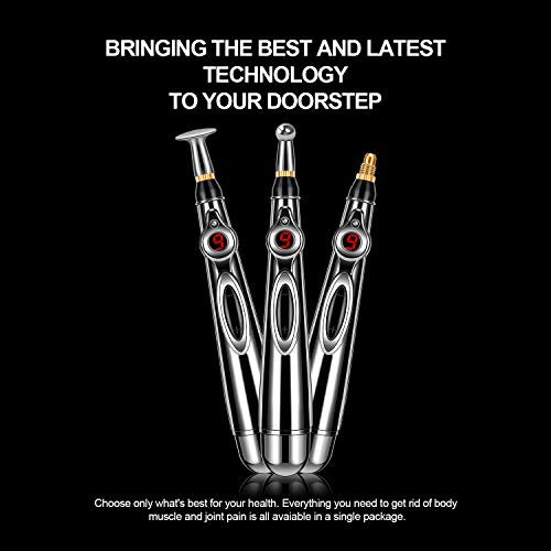 3-IN-1 Pluma de acupuntura, Pluma de acupuntura electrónica, Terapia de alivio del dolor, Pluma de masaje Meridian Energy Pulse, Potente pluma Meridian Energy Pen, Incluye gel de masaje adicional