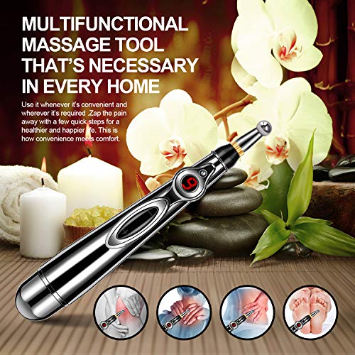 3-IN-1 Pluma de acupuntura, Pluma de acupuntura electrónica, Terapia de alivio del dolor, Pluma de masaje Meridian Energy Pulse, Potente pluma Meridian Energy Pen, Incluye gel de masaje adicional