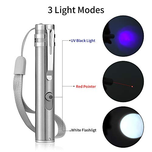 3 in1 500LM mini USB de aluminio recargable LED linterna UV linterna multifuncional de la lámpara