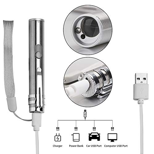 3 in1 500LM mini USB de aluminio recargable LED linterna UV linterna multifuncional de la lámpara