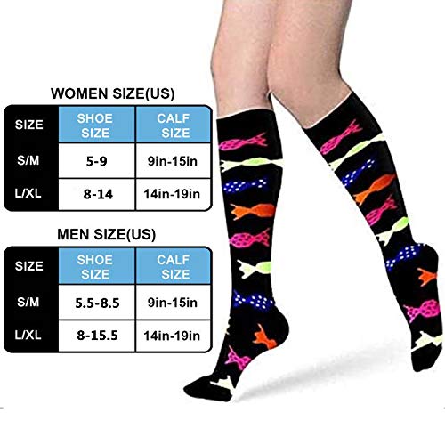 3 Pares Calcetines de Compresión para Hombres y Mujeres Medias de Compresión para aliviar el Dolor de pies y Gemelos, Varicosas, Correr, Senderismo, Volar, Viajar, Médico, Deportivo, Embarazo (L/XL)