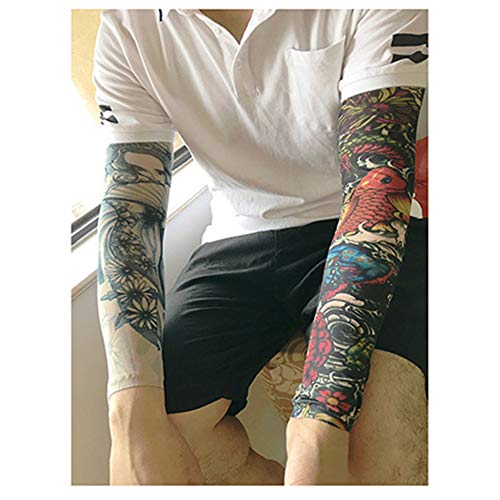 3 Pares De Tatuaje Falso Mangas del Brazo, Arts Fake Slip on Arm Fundas De Protección Solar, Body Art Medias Protector, Unisex Estirable Accesorios De Cosplay - Diseños Tribales, Tigre, Dragón,D