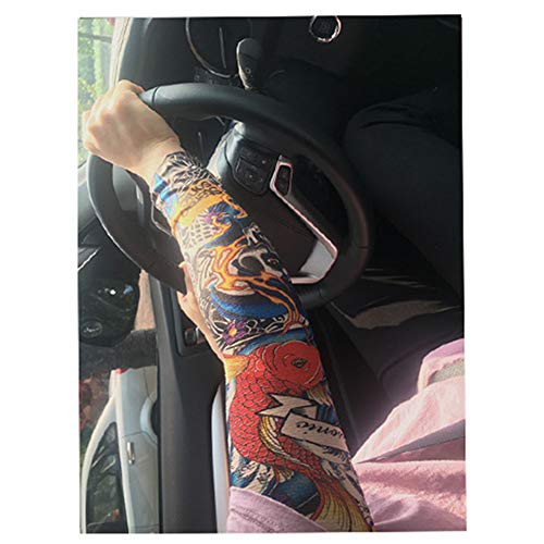 3 Pares De Tatuaje Falso Mangas del Brazo, Arts Fake Slip on Arm Fundas De Protección Solar, Body Art Medias Protector, Unisex Estirable Accesorios De Cosplay - Diseños Tribales, Tigre, Dragón,D