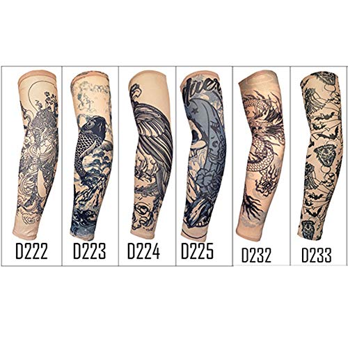 3 Pares De Tatuaje Falso Mangas del Brazo, Arts Fake Slip on Arm Fundas De Protección Solar, Body Art Medias Protector, Unisex Estirable Accesorios De Cosplay - Diseños Tribales, Tigre, Dragón,D