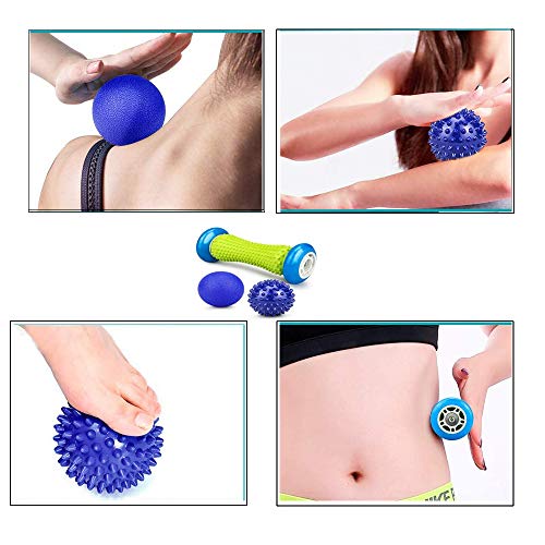 3 pcs Masajeadores de Pies, rodillos de masaje, Masajeador de Pies y Manos, Masajeador ergonómico para aliviar dolor de Fascitis Plantar, músculo, cervical, muñecas y etc.