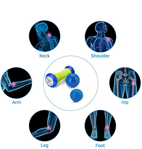 3 pcs Masajeadores de Pies, rodillos de masaje, Masajeador de Pies y Manos, Masajeador ergonómico para aliviar dolor de Fascitis Plantar, músculo, cervical, muñecas y etc.