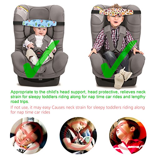 3 pcs soporte de cabeza para niños, Rymall Sujeta Cabezas Coche para Niños, Arnés Cinturón Ajustable de Seguridad Fijación Protección de Cabeza Posicionador de Asientos del Sueño