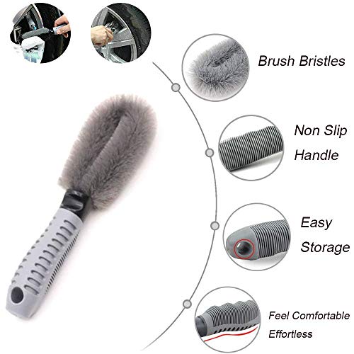 3 Piezas Cepillo de Limpieza para Rueda de Coche, Automóvil Herramienta de Limpieza de Llantas, Cepillo de Rueda de Aleación de Automóvil, para Coche Moto Camión Bicicleta