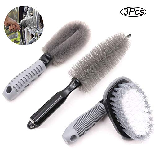3 Piezas Cepillo de Limpieza para Rueda de Coche, Automóvil Herramienta de Limpieza de Llantas, Cepillo de Rueda de Aleación de Automóvil, para Coche Moto Camión Bicicleta