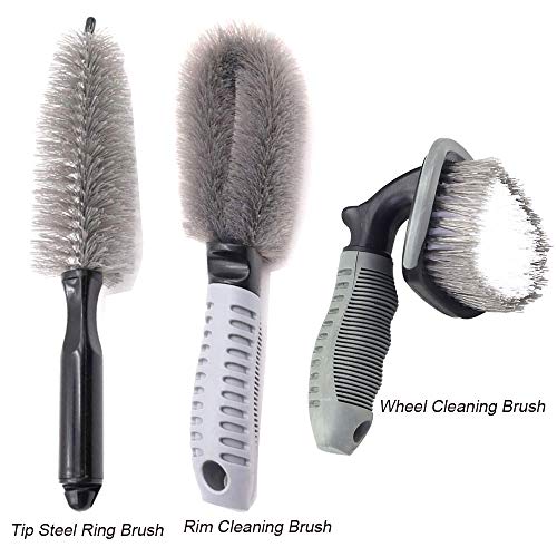 3 Piezas Cepillo de Limpieza para Rueda de Coche, Automóvil Herramienta de Limpieza de Llantas, Cepillo de Rueda de Aleación de Automóvil, para Coche Moto Camión Bicicleta