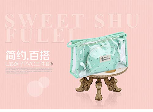 3 Piezas Juego de Bolsas de cosméticos a Prueba de Agua, Organizador de tocador de Bolsa de Maquillaje portátil pequeño de PVC, para Viajes o Uso Diario (Verde Claro)