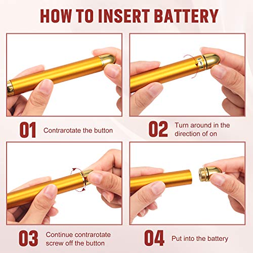 3 Piezas Masajeadores Faciales de Oro con Pulse Rodillo Masaje Facial Eléctrico en Forma de T Accesorios de Masaje Facial Eléctrico para Rostro de Piel Sensible Estiramiento de Piel Lifting