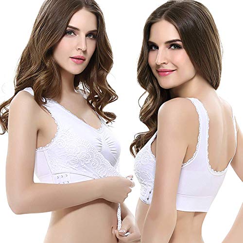 3 Piezas Sujetador Deportivo para Mujeres Sin Costuras Yoga Racerback Top con Almohadillas Extraíbles Ultimate Corriendo Gimnasio Ropa (2XL: 42/44, Encaje(Blanco+Desnudo+Negro))