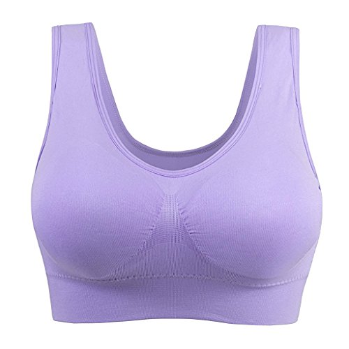3 Piezas Sujetador Deportivo para Mujeres Sin Costuras Yoga Racerback Top con Almohadillas Extraíbles Ultimate Corriendo Gimnasio Ropa (3XL: 44/46, Azul&Sandía&Morado)