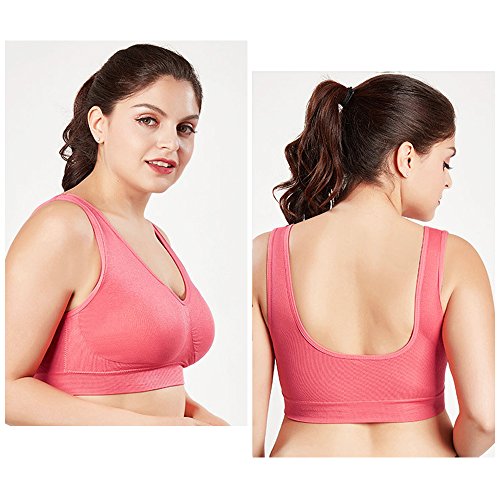 3 Piezas Sujetador Deportivo para Mujeres Sin Costuras Yoga Racerback Top con Almohadillas Extraíbles Ultimate Corriendo Gimnasio Ropa (3XL: 44/46, Azul&Sandía&Morado)