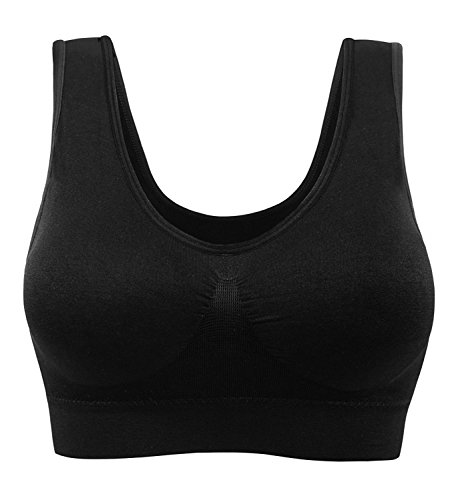 3 Piezas Sujetador Deportivo para Mujeres Sin Costuras Yoga Racerback Top con Almohadillas Extraíbles Ultimate Corriendo Gimnasio Ropa (3XL: 44/46, Desnudo&Negro&Blanco)