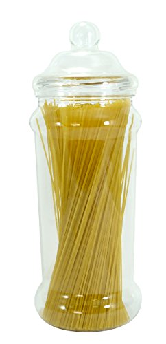 3 Tall y Slim cocina pasta botes de almacenamiento con tapas superiores Victorian tornillo por Britten & James®. Cristal transparente de plástico alimentos – seguro, higiénico y atractivo.
