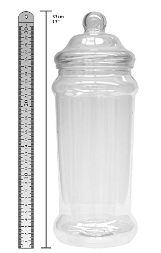 3 Tall y Slim cocina pasta botes de almacenamiento con tapas superiores Victorian tornillo por Britten & James®. Cristal transparente de plástico alimentos – seguro, higiénico y atractivo.