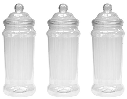 3 Tall y Slim cocina pasta botes de almacenamiento con tapas superiores Victorian tornillo por Britten & James®. Cristal transparente de plástico alimentos – seguro, higiénico y atractivo.