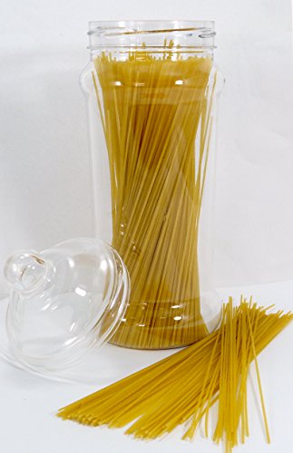 3 Tall y Slim cocina pasta botes de almacenamiento con tapas superiores Victorian tornillo por Britten & James®. Cristal transparente de plástico alimentos – seguro, higiénico y atractivo.