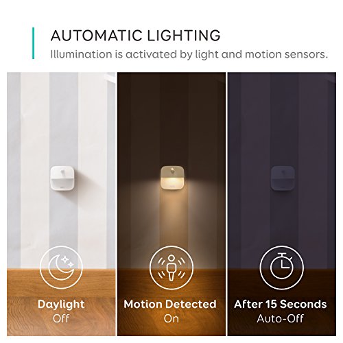 [3 unidades]Eufy Lumi luz de noche, luz nocturna LED blanco con sensor de movimiento para dormitorio, baño, cocina, pasillo, escaleras, energéticamente eficiente, compacto