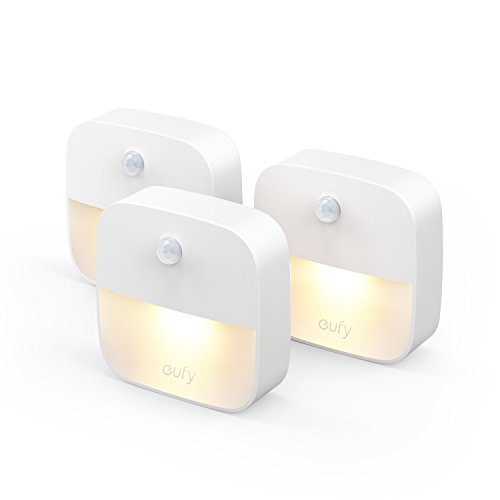 [3 unidades]Eufy Lumi luz de noche, luz nocturna LED blanco con sensor de movimiento para dormitorio, baño, cocina, pasillo, escaleras, energéticamente eficiente, compacto