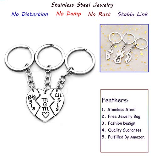 3 unids Madre Hija Llavero Mamá Gran Hermana Pequeña Amor Corazón Roto Colgante de Regalo para la Familia