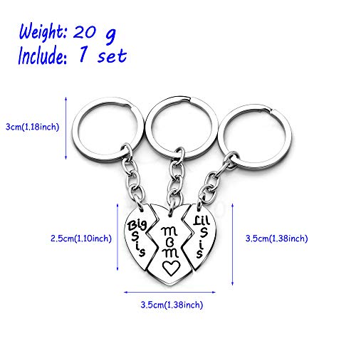 3 unids Madre Hija Llavero Mamá Gran Hermana Pequeña Amor Corazón Roto Colgante de Regalo para la Familia