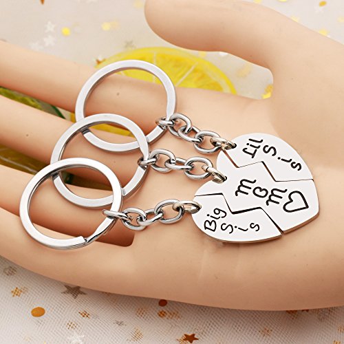 3 unids Madre Hija Llavero Mamá Gran Hermana Pequeña Amor Corazón Roto Colgante de Regalo para la Familia